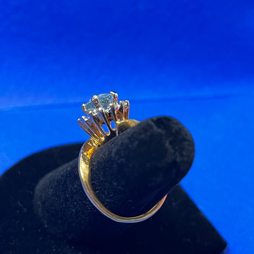 NWOT, 18 karat gold electroplated (GEA) genuine Aquamarine.  Sz 4.5 - Picture 5 of 7